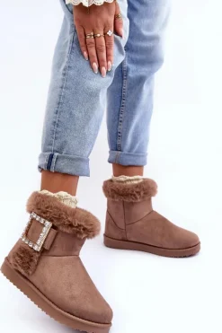 Śniegowce Ocieplane Z Klamrą Ciemnobeżowe Dulca