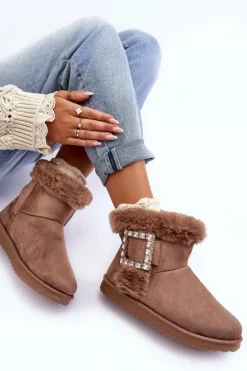 Śniegowce Ocieplane Z Klamrą Ciemnobeżowe Dulca