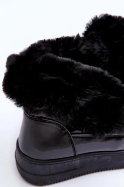 Śniegowce Sznurowane Damskie Z Futerkiem Czarne Lexxina