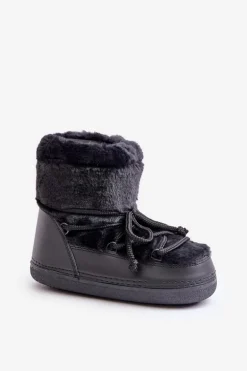 Śniegowce Z Futerkiem I Wiązaniem Czarne Silvara