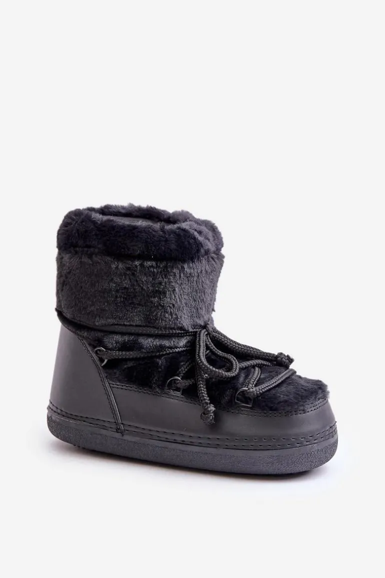 Śniegowce Z Futerkiem I Wiązaniem Czarne Silvara