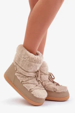 Śniegowce Z Futerkiem I Wiązaniem Beżowe Silvara