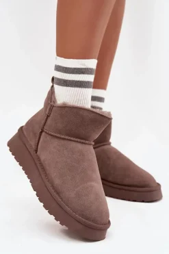 Śniegowce Z Naturalnego Zamszu Ocieplane Futerkiem Vinceza 97961 Brązowe