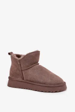 Śniegowce Z Naturalnego Zamszu Ocieplane Futerkiem Vinceza 97961 Brązowe