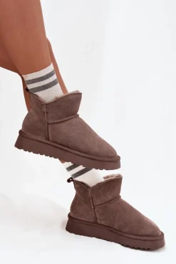 Śniegowce Z Naturalnego Zamszu Ocieplane Futerkiem Vinceza 97961 Brązowe