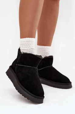 Śniegowce Z Naturalnego Zamszu Ocieplane Futerkiem Vinceza 97961 Czarne