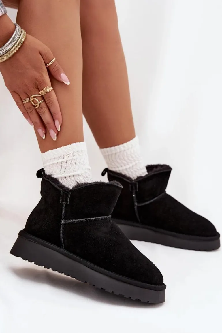 Śniegowce Z Naturalnego Zamszu Ocieplane Futerkiem Vinceza 97961 Czarne