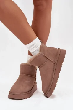 Śniegowce Z Naturalnego Zamszu Ocieplane Futerkiem Vinceza 97961 Beżowe