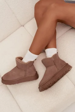 Śniegowce Z Naturalnego Zamszu Ocieplane Futerkiem Vinceza 97961 Beżowe