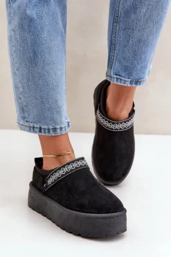 Śniegowce Z Ozdobnym Haftem Czarne Selithria