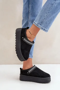 Śniegowce Z Ozdobnym Haftem Czarne Selithria