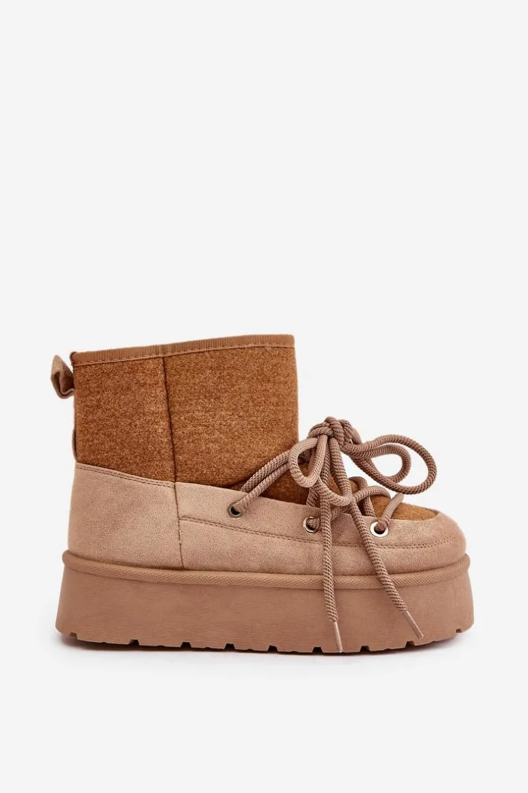 Śniegowce Z Wiązaniem Na Platformie Brązowe Mavora