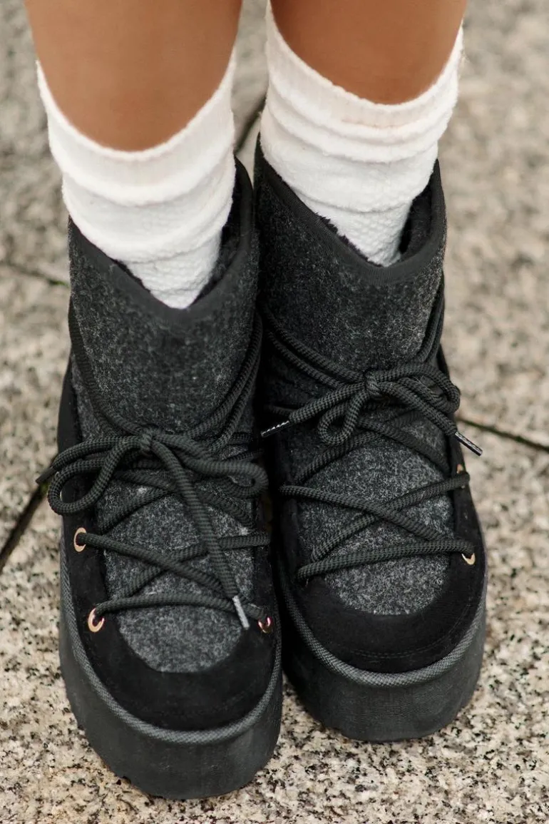 Śniegowce Z Wiązaniem Na Platformie Czarne Mavora