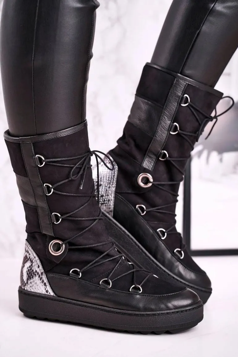 Śniegowce Zamszowe z Futerkiem Laura Messi Czarne 2054