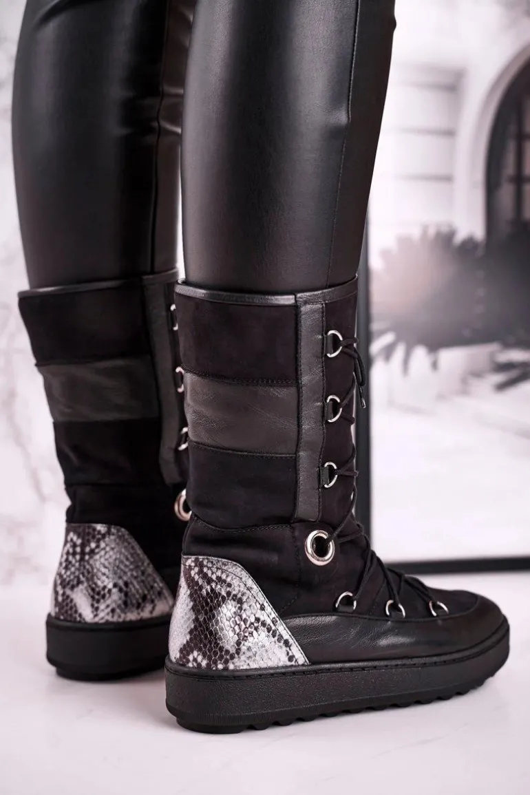 Śniegowce Zamszowe z Futerkiem Laura Messi Czarne 2054