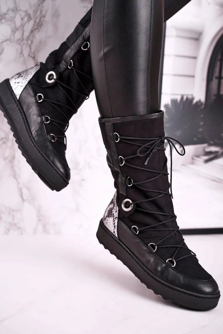 Śniegowce Zamszowe z Futerkiem Laura Messi Czarne 2054