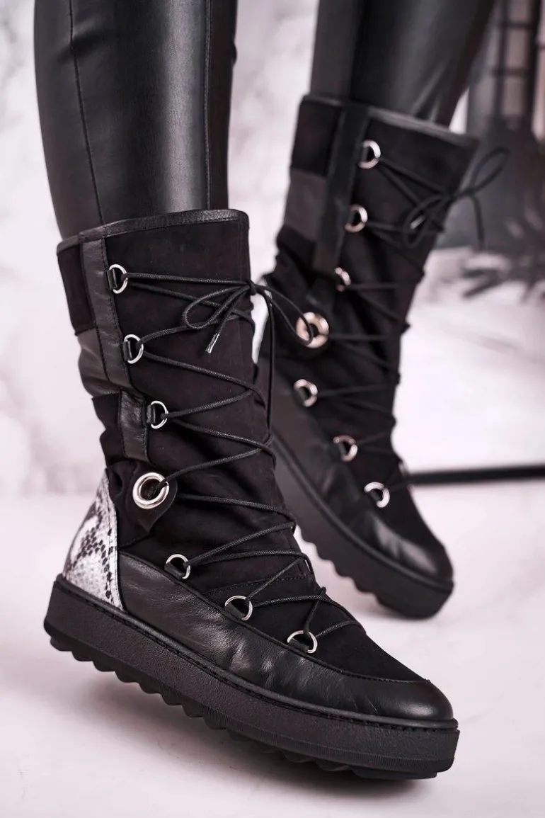 Śniegowce Zamszowe z Futerkiem Laura Messi Czarne 2054