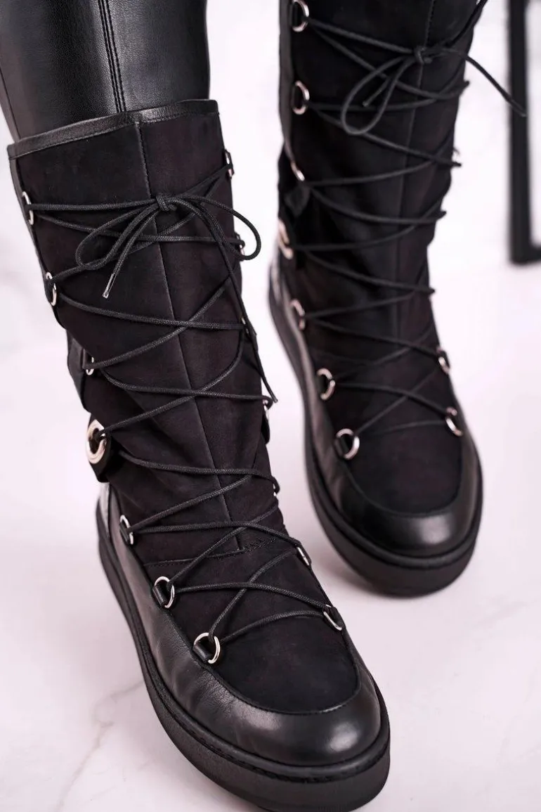 Śniegowce Zamszowe z Futerkiem Laura Messi Czarne 2054