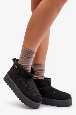 Śniegowce Ze Zdobieniem Na Platformie Big Star OO274A105 Czarne