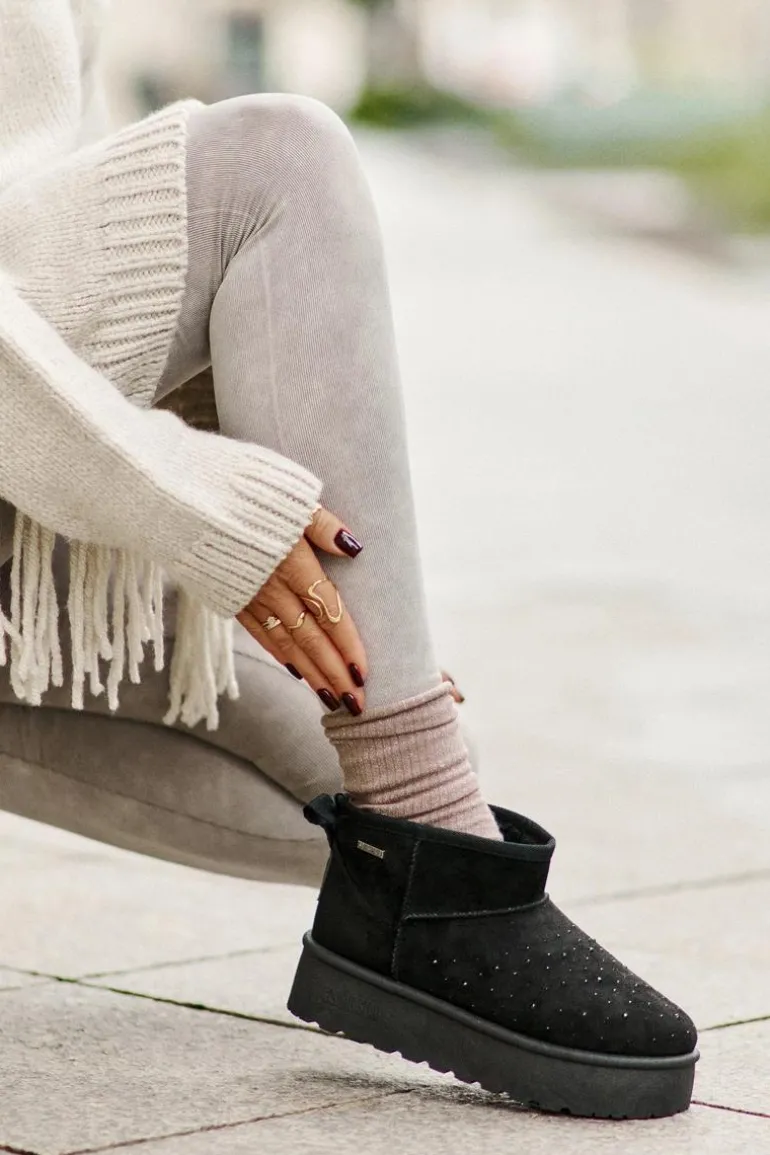 Śniegowce Ze Zdobieniem Na Platformie Big Star OO274A105 Czarne