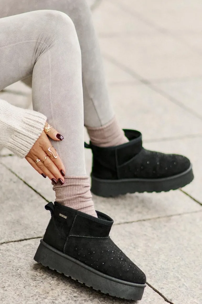 Śniegowce Ze Zdobieniem Na Platformie Big Star OO274A105 Czarne