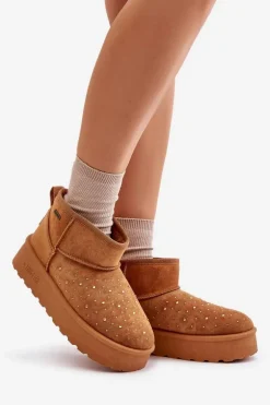 Śniegowce Ze Zdobieniem Na Platformie Big Star OO274A104 Camel