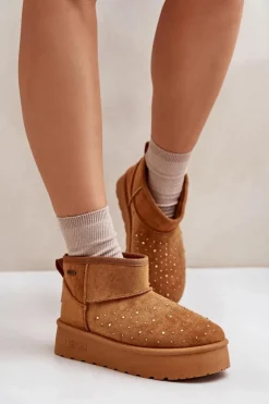 Śniegowce Ze Zdobieniem Na Platformie Big Star OO274A104 Camel