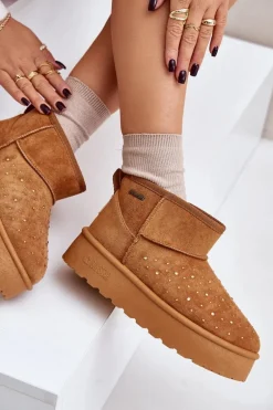 Śniegowce Ze Zdobieniem Na Platformie Big Star OO274A104 Camel