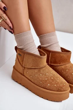 Śniegowce Ze Zdobieniem Na Platformie Big Star OO274A104 Camel