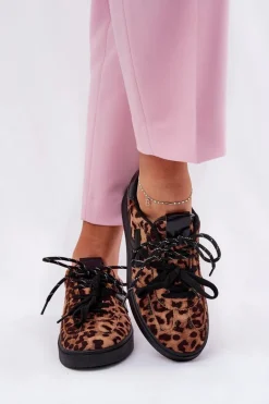 Niskie Buty Sportowe Damskie W Panterkę Brązowe Zelevelis