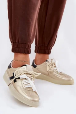 Niskie Buty Sportowe Damskie Złote Zelevelis