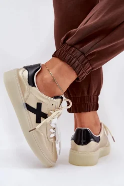 Niskie Buty Sportowe Damskie Złote Zelevelis