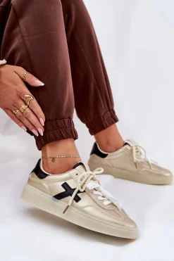 Niskie Buty Sportowe Damskie Złote Zelevelis