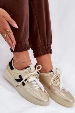 Niskie Buty Sportowe Damskie Złote Zelevelis