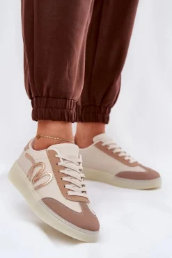 Niskie Buty Sportowe Damskie Z Eko Skóry Beżowe Iladira