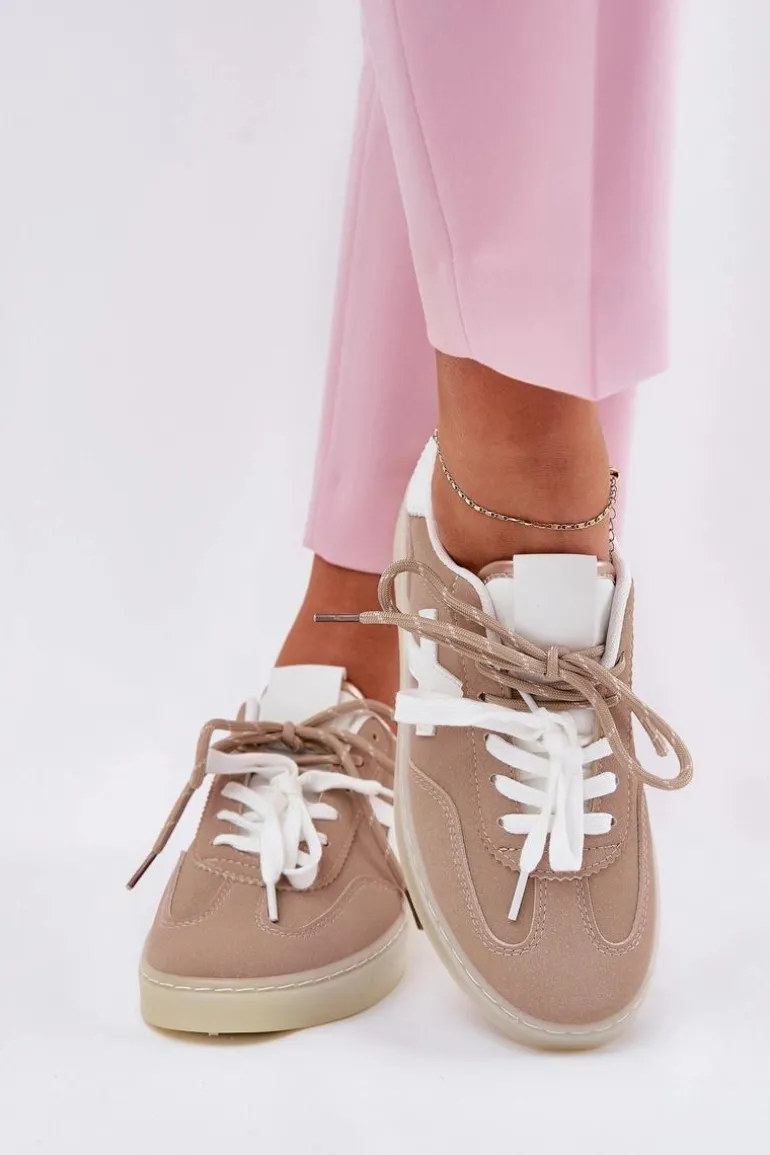 Niskie Buty Sportowe Damskie Beżowe Zelevelis