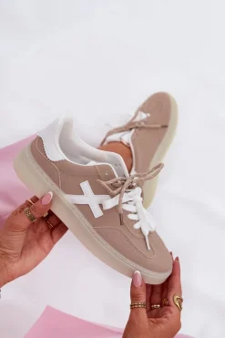 Niskie Buty Sportowe Damskie Beżowe Zelevelis