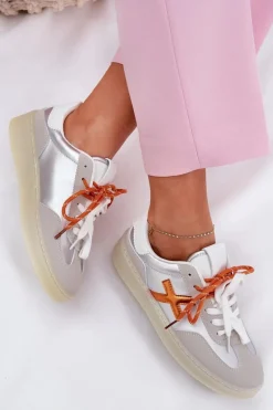 Niskie Buty Sportowe Damskie Srebrne Zelevelis