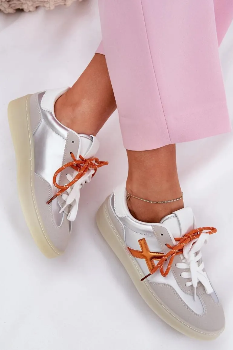 Niskie Buty Sportowe Damskie Srebrne Zelevelis