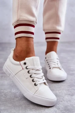 Niskie Damskie Materiałowe Trampki Big Star KK274003 Białe