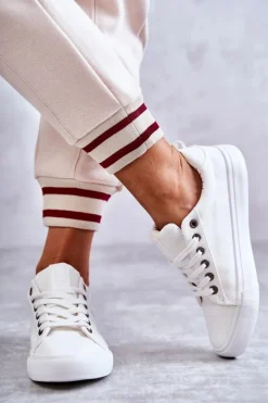 Niskie Damskie Materiałowe Trampki Big Star KK274003 Białe