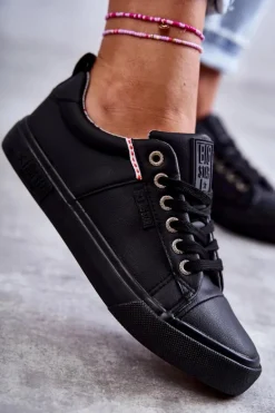 Niskie Damskie Skórzane Trampki Big Star KK274006 Czarne