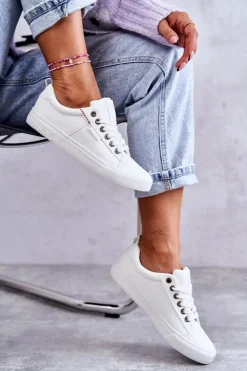 Niskie Damskie Skórzane Trampki Big Star KK274005 Białe