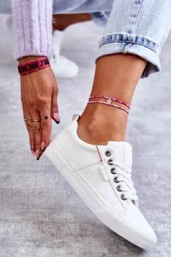 Niskie Damskie Skórzane Trampki Big Star KK274005 Białe