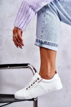 Niskie Damskie Skórzane Trampki Big Star KK274005 Białe