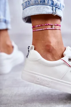 Niskie Damskie Skórzane Trampki Big Star KK274005 Białe