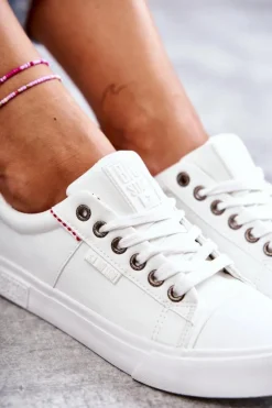 Niskie Damskie Skórzane Trampki Big Star KK274005 Białe