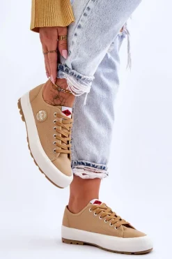 Niskie Damskie Trampki Na Platformie Lee Cooper LCW-23-44-1655L Beżowe