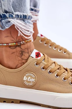 Niskie Damskie Trampki Na Platformie Lee Cooper LCW-23-44-1655L Beżowe