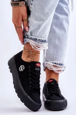 Niskie Damskie Trampki Na Platformie Lee Cooper LCW-23-44-1652L Czarne